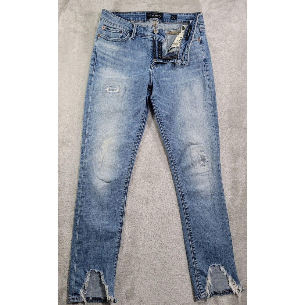 Lucky Brand Lolita Skinny Jeans Womens 6/28 Blue Med Wash Distressed Stretch